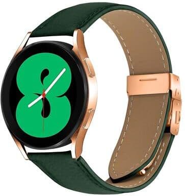Everyday Crate Leather Watch Band Lychee Texture Rose Gold Buckle Replacement Watch Strap green