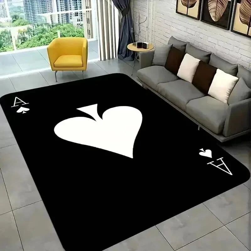VIKAMA Poker-Themed Rug, Casino Game Night Mat, Non-Slip Bedside & Living Room Rug, Exclusive Decor For Poker Enthusiasts