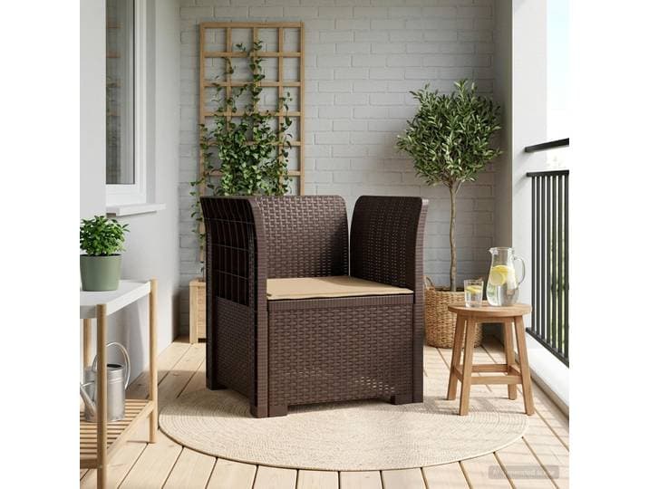 vidaXL 1-Sitzer Sessel mit Kissen Rattan-Look PP Braun