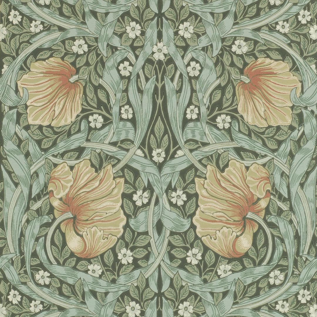Morris & Co Pimpernel 10.05m x 52cm Matte Wallpaper Roll Brown;Green 1,005cm L