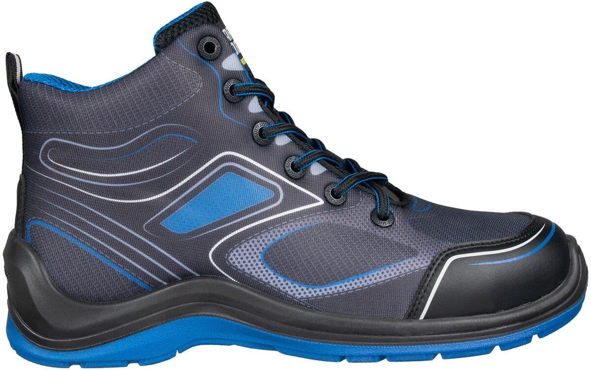 Sicherheitsschuh SAFETY JOGGER WORKS "Flow Mid" Gr. 45, schwarz (schwarz, blau), 45, Obermaterial: 100% Textilmaterial TEXMAT., Schuhe