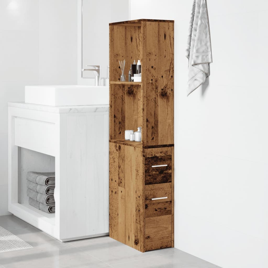 vidaXL Armoire de salle de bain étroite avec roulettes vieux bois