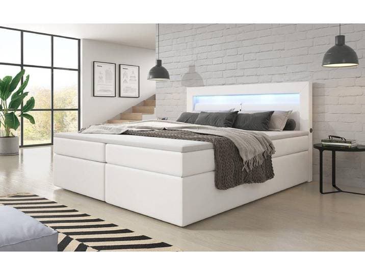 Boxspringbett Repos mit LED und USB - 180x200 - Grau - H2 (bis 70kg) - Luxusbetten24