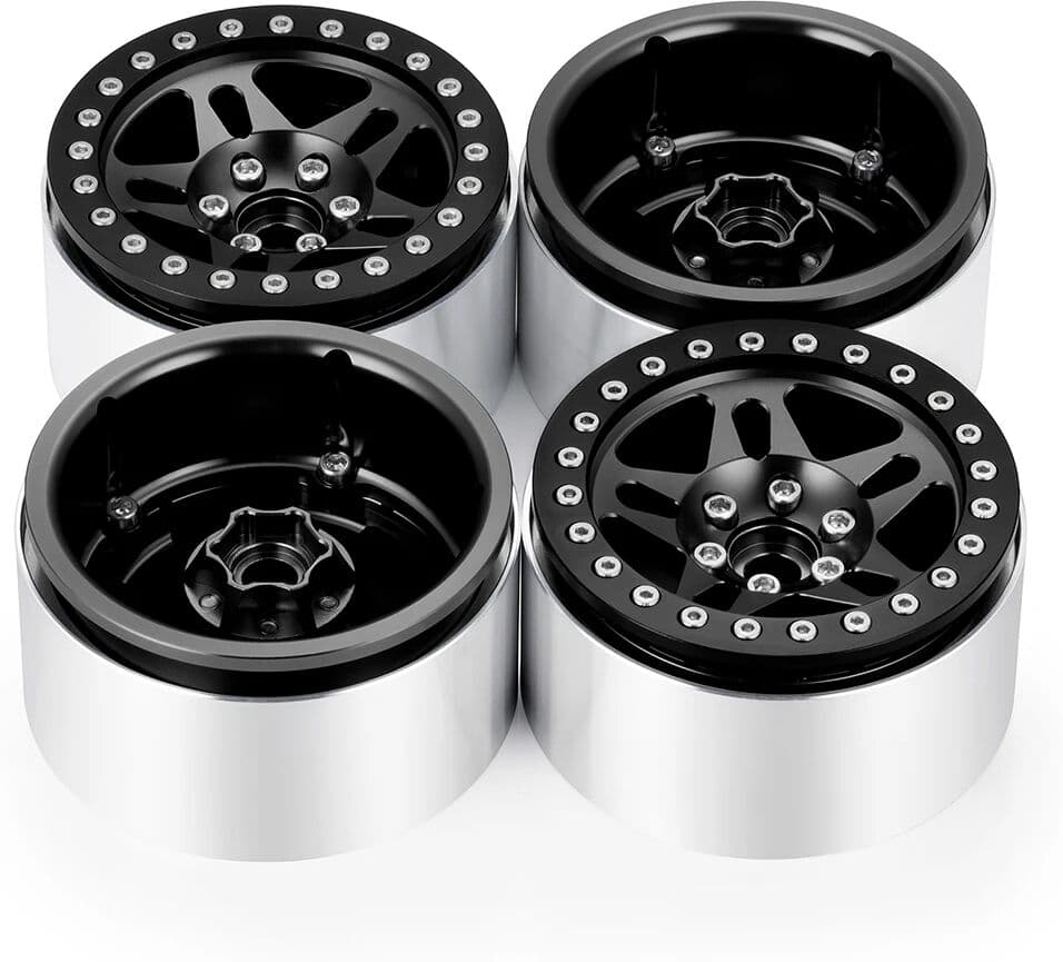 YEAHRUN 4pcs Aluminum Alloy Beadlock 2.2 inch Wheel Rims Hubs for Axial SCX10 Wraith TRX-4 1/10 RC Crawler Car Upgrade Part