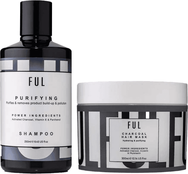 FUL Charcoal Purifying Shampoo 250ml & Charcoal Hair Mask 300ml Duo