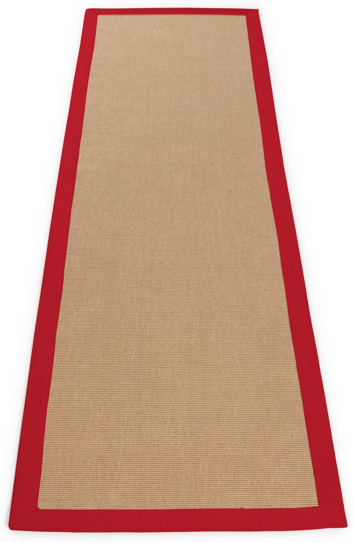 Sisalteppich CARPETFINE "Sisal , auch als Läufer erhältlich", rot, B:75cm H:5mm L:300cm, Sisal, Teppiche, Sisalteppich, mit farbiger Bordüre, Anti Rutsch Rückseite, viele Grössen, Wohnzimmer rot B : 75cm 1 Stk., 5mm, L: 300cm