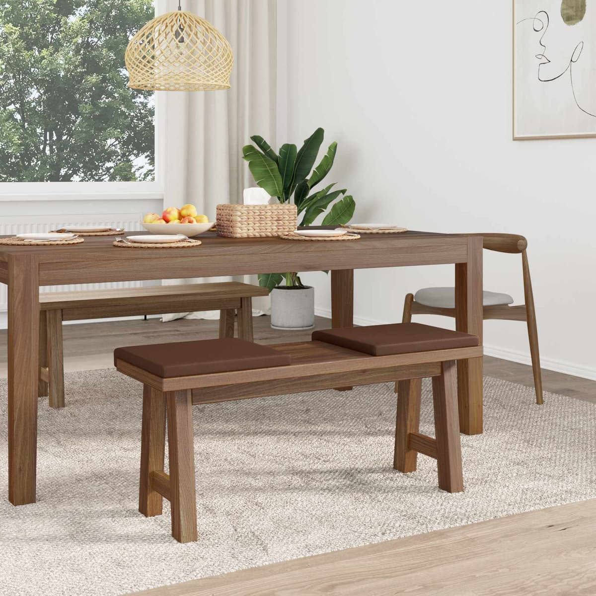 vidaXL Coussin de banc 2 pc Simili cuir Marron Profondeur 35 cm