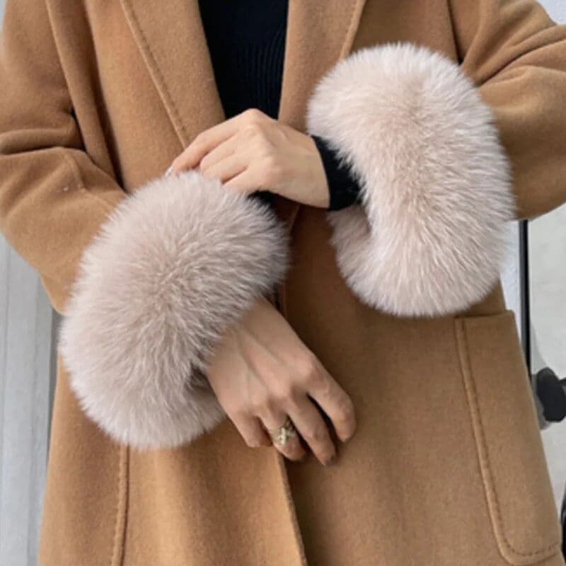 KTCZ Real Fox Fur Cuffs Winter Women Warmer Fur Wristband Glove Arm Wirst Plush Sleeve Lady Bracelet Wrist Protector Decoration