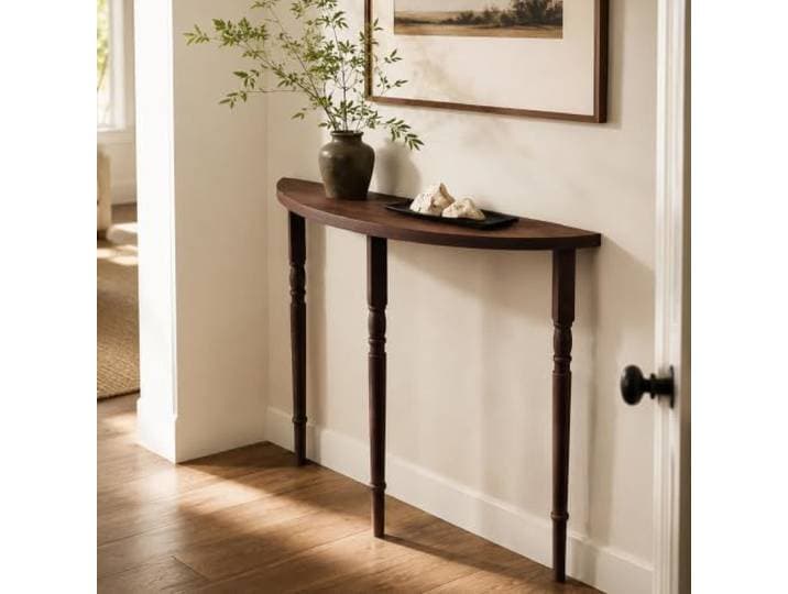 JSWHYBD Halbmond Konsolentisch aus Massivholz, Schmaler Flurtisch 80–120 cm 25 cm Tiefer Konsolentisch für Flur, Eingang, Wohnzimmer, Schlafzimmer & Sofa(Walnut,100*25*80cm)