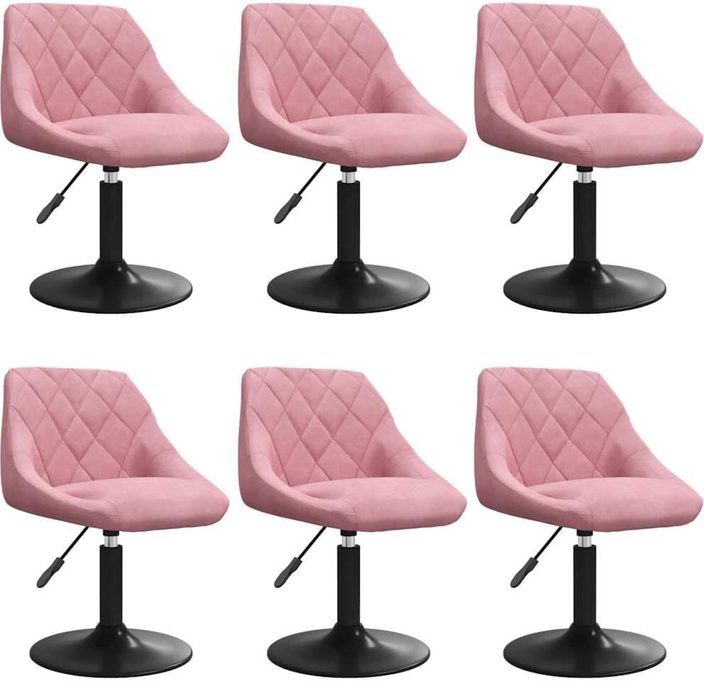 vidaXL Chaises pivotantes à manger lot de 6 rose velours