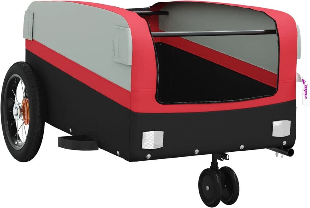 vidaXL Remorque de vélo noir et rouge 30 kg fer