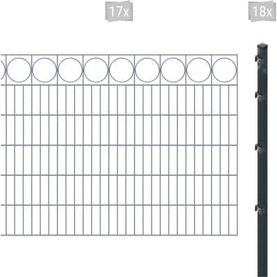 Doppelstabmattenzaun ARVOTEC "ESSENTIAL 120 zum Einbetonieren "Ring" mit Zierleiste", grau (anthrazit), H:120cm, Kunststoff, Stahl, Zaunelemente, Zaunhöhe 120 cm, Zaunlänge 2 - 60 m