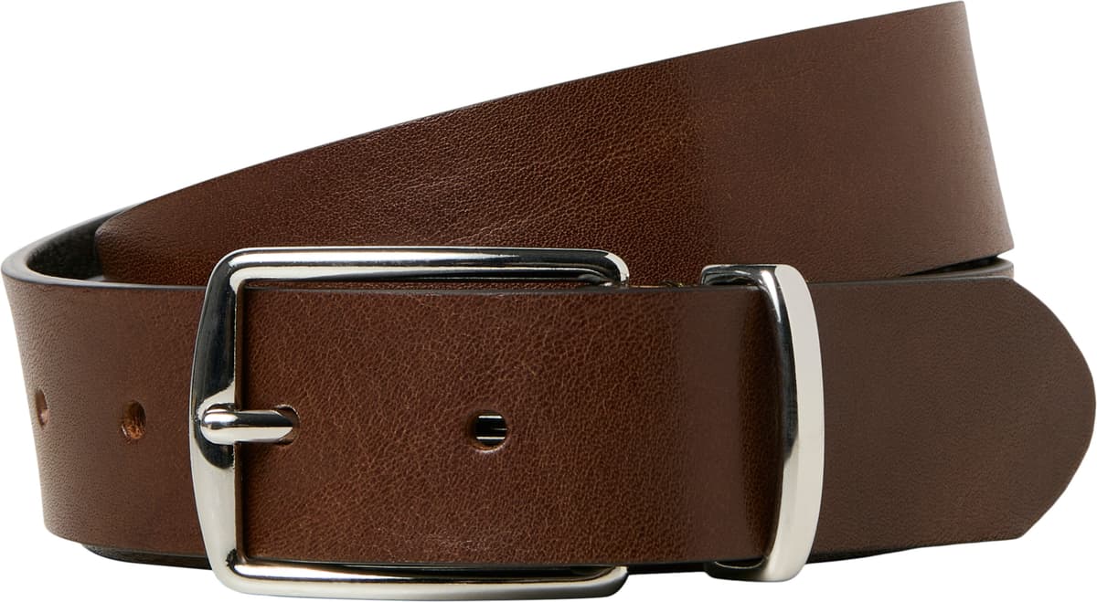 Ledergürtel JACK & JONES "JACPRAGUE LEATHER BELT NOOS", Herren, Gr. 80, braun (braun stone), Leder, unifarben, Gürtel Ledergürtel braun stone 80
