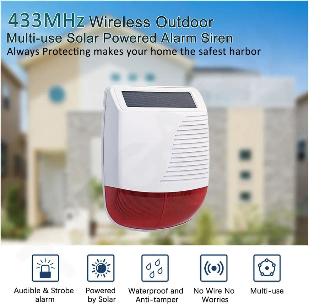TAIBOAN 433MHz Wireless Solar Strobe Siren Waterproof Alarm Horn For Tuya PG103 107 G30 G50 Home Burglar Wifi GSM Alarm System