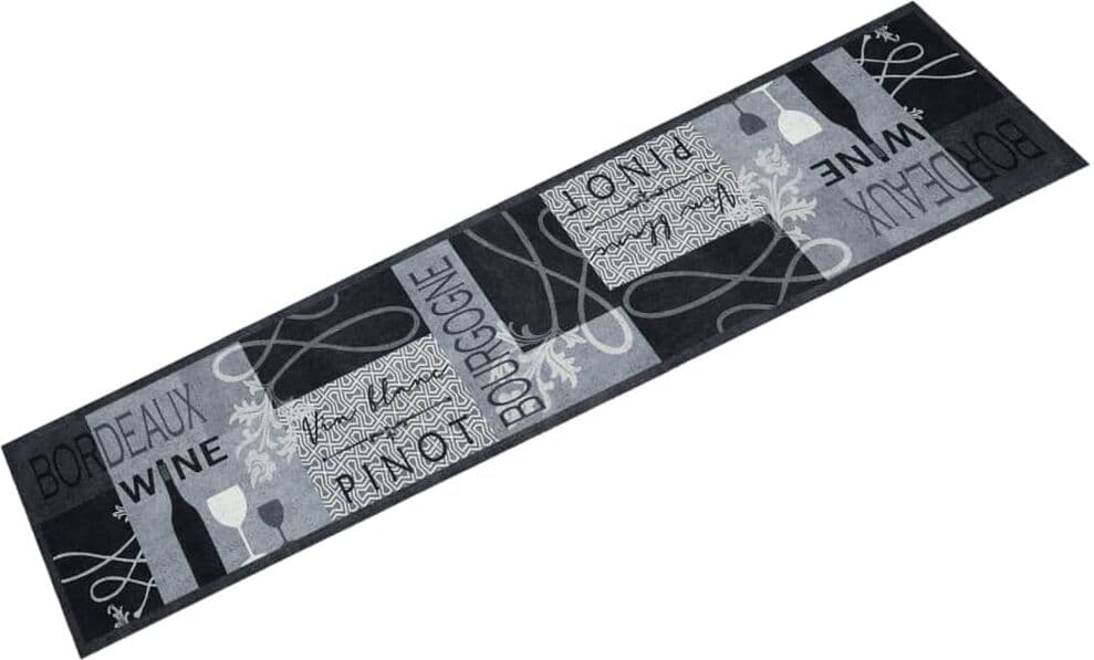 vidaXL Tapis de cuisine lavable imprimé Wine gris 60x300 cm velours