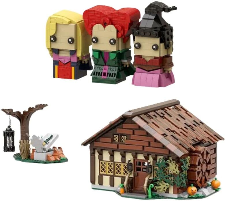 NONE Hot Ideas Hocus Pocused The Sanderson Sisters Cottage Anime Brickheadz Building Blocks Bricks Toys For Fans Christmas Gifts