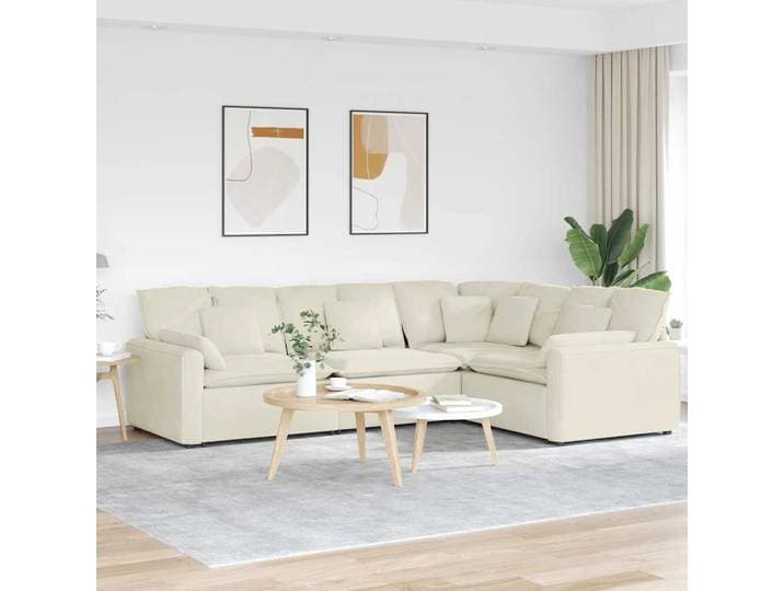 vidaXL Modulares Sofa mit Kissen Samt Cream