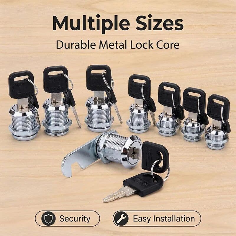 NONE 5/20/100 Sets Metal Rotary Key 16mm-35mm Letter Box Lock Iron Cabinet Lock Core File Cabinet Milk Box Drawer Office Lock