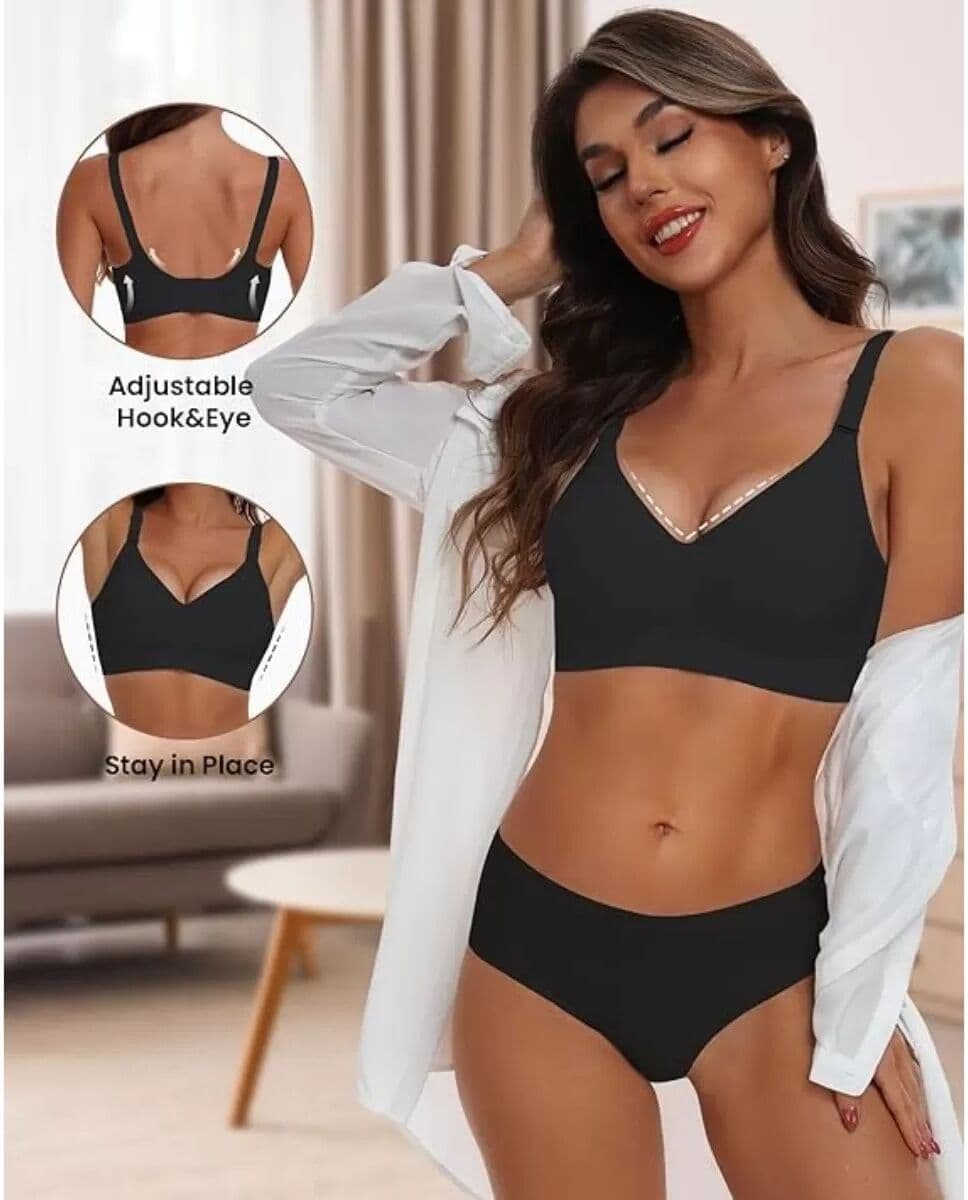 INF Soutien-gorge L sans armatures avec étiquette lavable - Confort et couverture complète Le noir