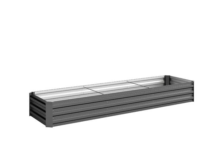 Outsunny Hoogbed, tuinbed, kruidenbed, weerbestendig, open bodem, 240 x 60 x 30 cm, Donkergrijs