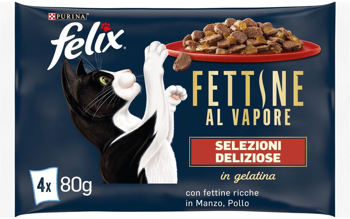 Felix Fettine al Vapore Umido Gatto con Manzo e Pollo 4x80G MANZO E POLLO