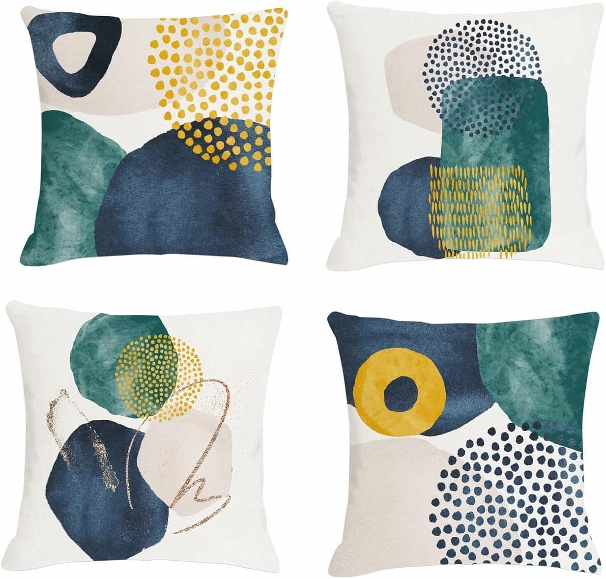Set van 4 Bohemien Geometrische Abstracte Kussenslopen voor Minimalistische Decoratie van je Bank