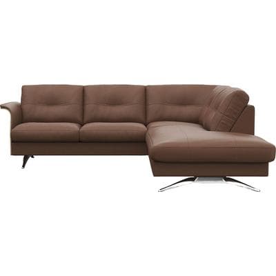 Ecksofa FLEXLUX "Glow, super bequem durch hochwertigem Sitzaufbau mit Federkern, L-Form", braun (old chestnut braun), B:236cm H:81cm T:224cm, 100% Echteder, Sofas, Ecksofa, Modernes skandinavisches Design