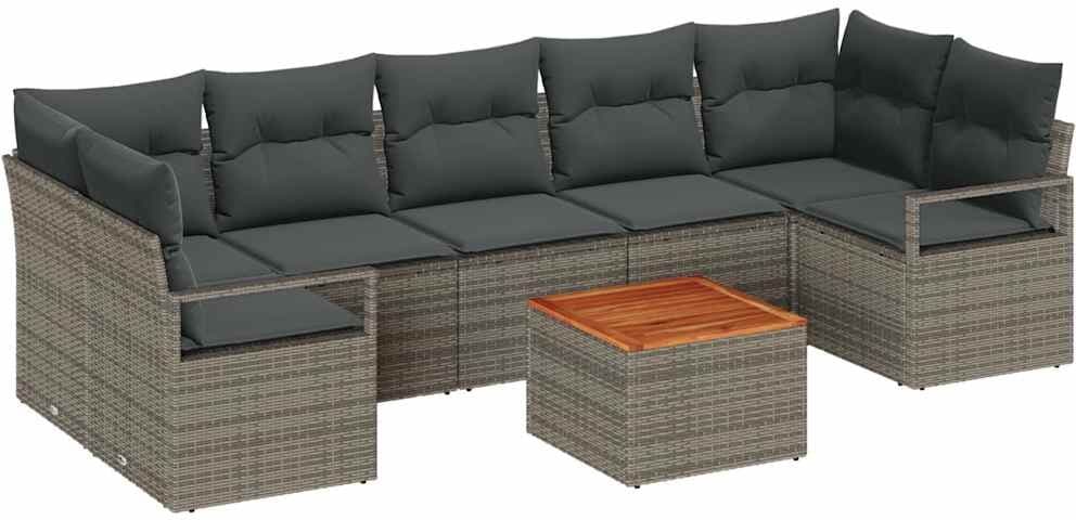 vidaXL Ensemble de canapé de jardin 8 pc Gris polyrotin