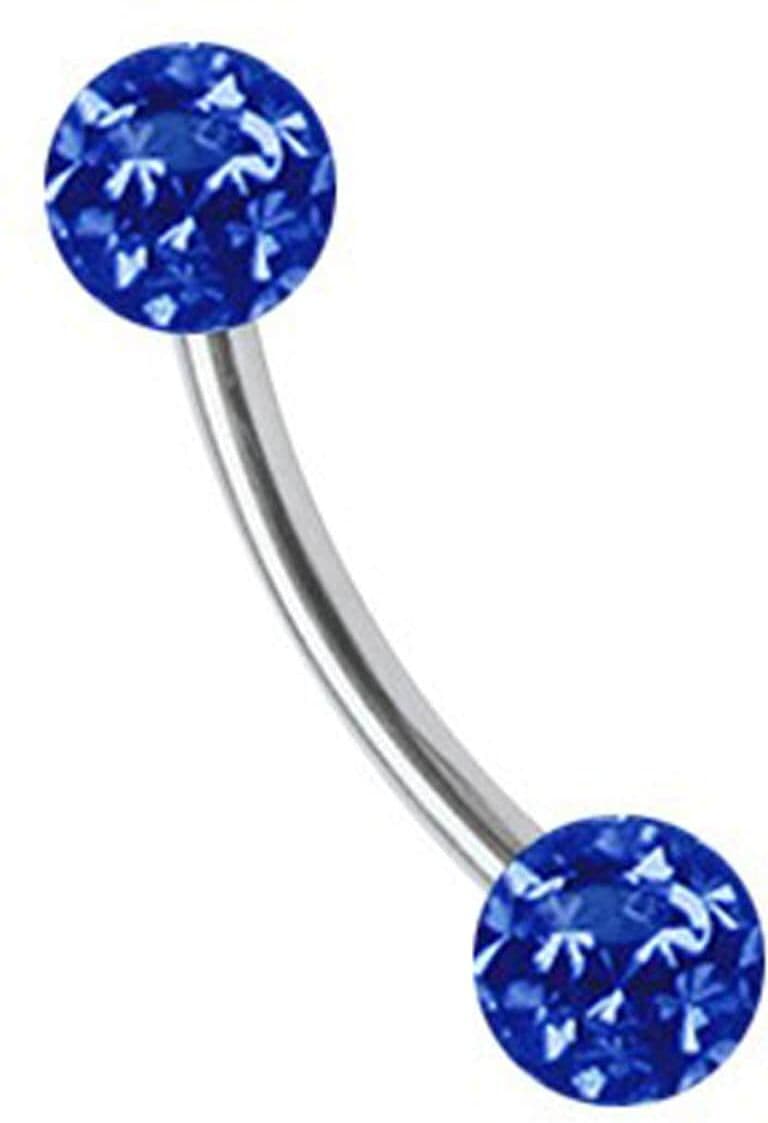 Augenbrauenpiercing ADELIA´S "Piercing Augenbrauenpiercing", blau (dunkelblau), Piercings, Damen, 3, Titan, Titan Banane mit 2 mini Ferido Epoxy Kugeln