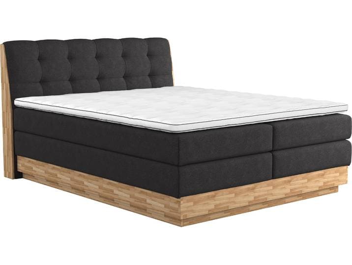 Boxspringbett HOME AFFAIRE Naome , beige, B:201cm L:217cm, 100% Polyester, Komplettbetten, Boxspringbett, Boxspringbett, Inklusive Topper