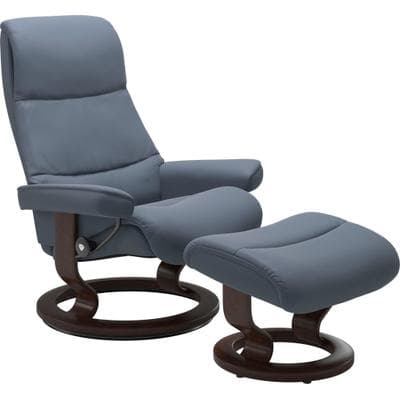 Fußhocker STRESSLESS "View", blau (sparrow blau paloma), B:57cm H:40cm T:47cm, Leder BATICK: BATICK ist ein leicht korrigiertes, durchgefärbtes und genarbtes Möbelleder, bei dem die meisten Unebenheiten und Spuren in der Regel entfernt wurden.;Leder...