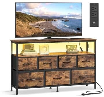 No Dresser with App-Controlled LED Lights, 7 Fabric Drawers Dresser