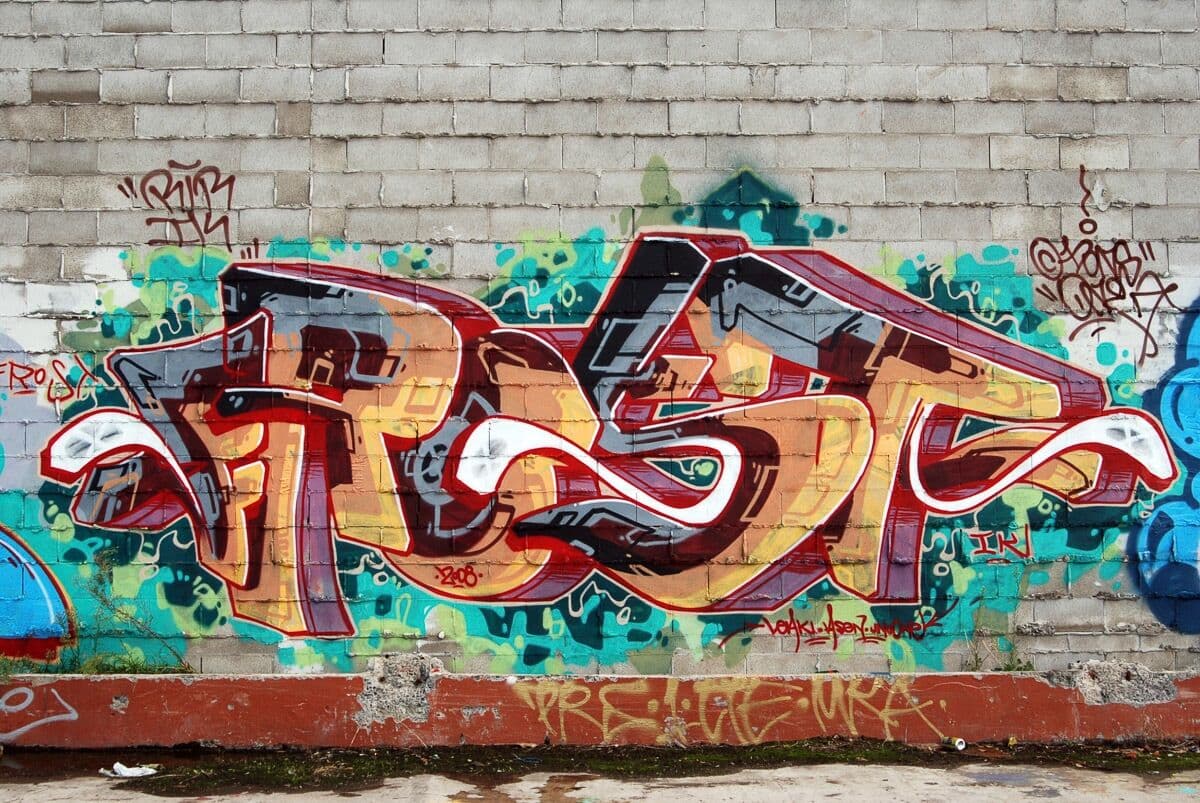 Fototapete PAPERMOON "Graffiti Street Art", bunt, B:3,5m L:2,6m, Vlies, Tapeten, Fototapete