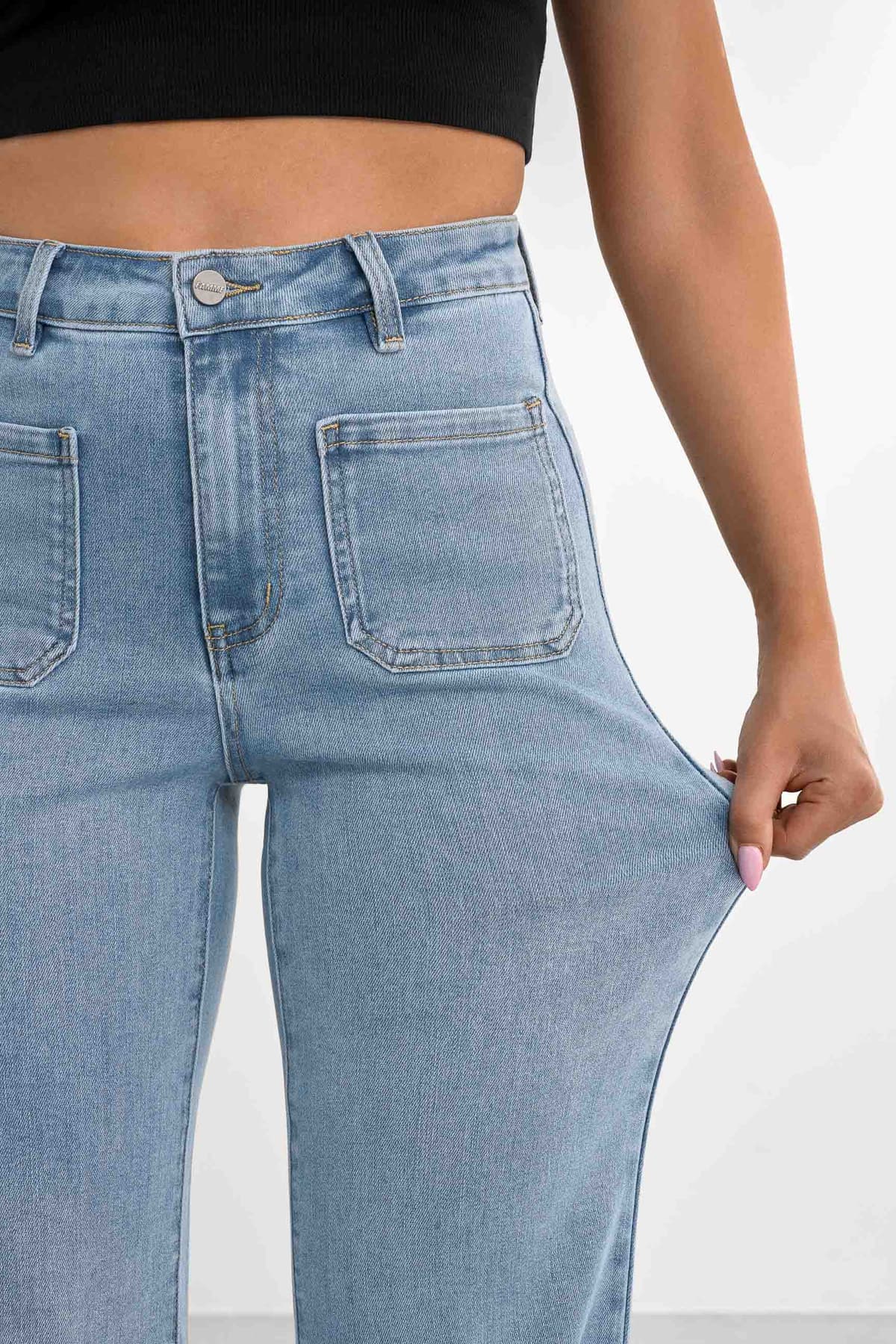 Famme Retro utsvingt jeans Blue Rinse XL