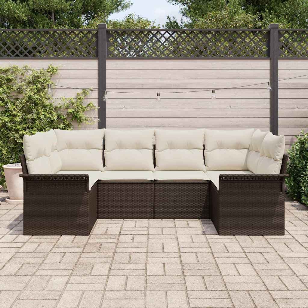 vidaXL Ensemble de canapé de jardin 6 pc Marron polyrotin