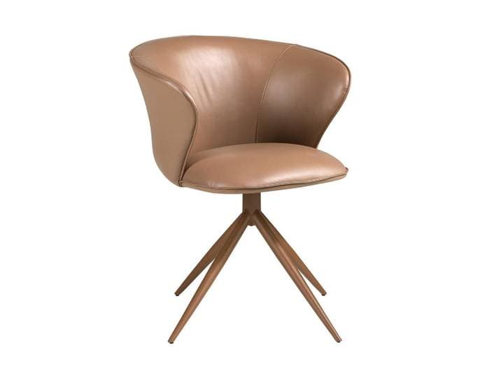 Angel Cerda Drehstuhl aus Kunstleder in Camel, Modell 4201, Beige, Metall, Essen/Getränk, Füllung: Polyurethan (PUR),Polyurethan (PUR),Polyurethan (Pur), organische Form,Freiform,Freiform, Stativgestell, 65x79x65 cm, Esszimmer, Stuhl, Esszimmerstühle