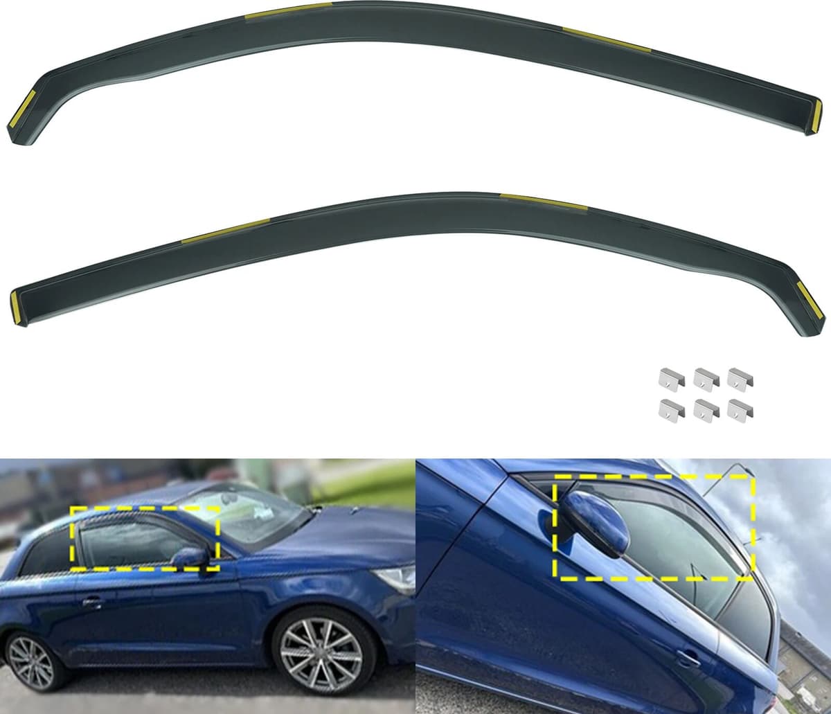 NONE 2pcs Tint Tea Front Window Wind Rain Sun Guard Deflectors Protector Sheet For Audi A1 8X1 8XA 3-Door Hatchback 2010-2018