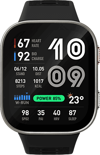 Smartwatch - Amazfit Bip Max, Correa 22mm, 5 ATM, Hasta 20 días de Autonomía, Pantalla 2.07" AMOLED, Sensores Salud Sensor biométrico, Silver Black
