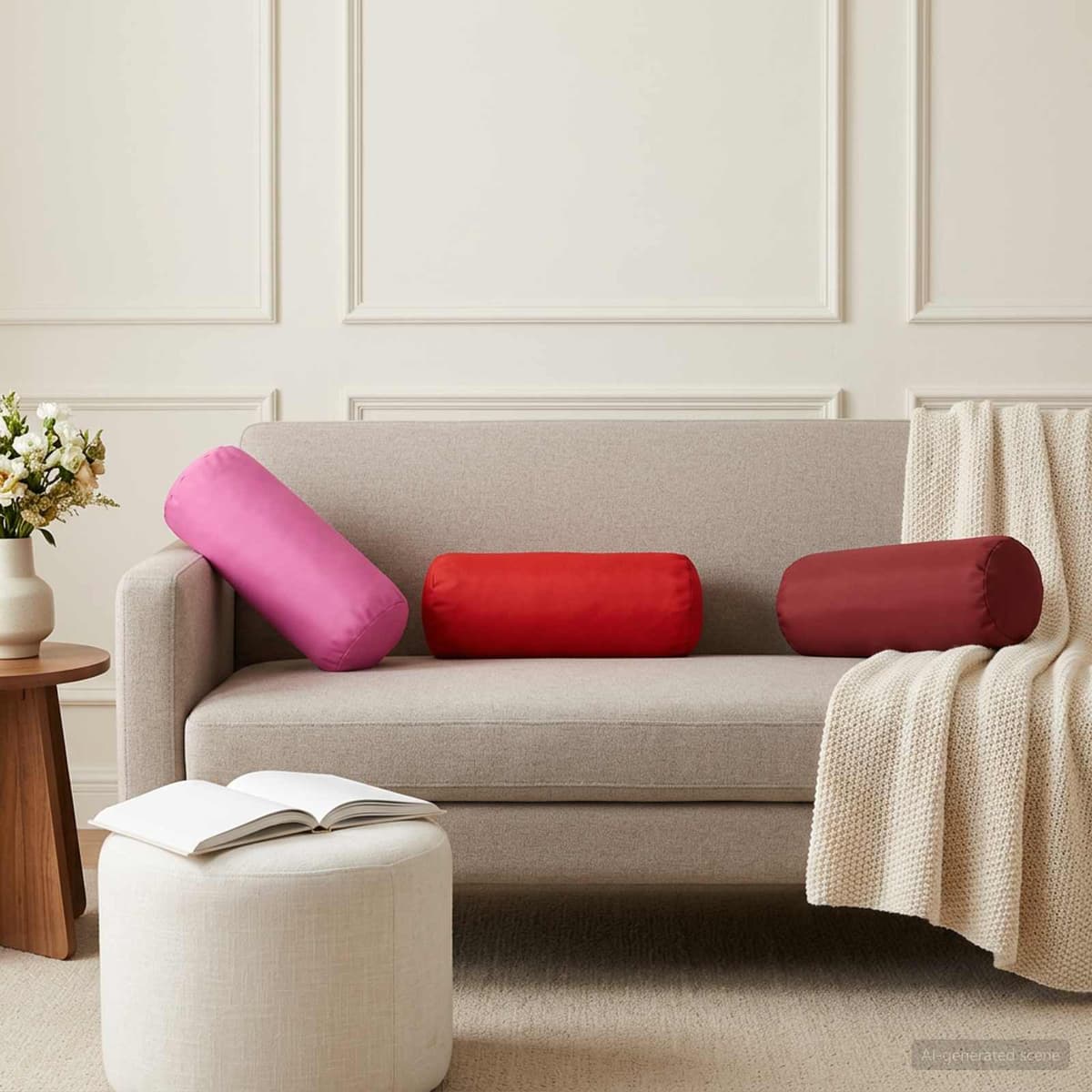 vidaXL Coussin 2 pc HEERLEN Rouge Ø 15 x 40 cm Polyester