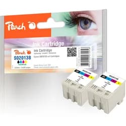 Peach Doppelpack Tintenpatronen schwarz, color kompatibel zu Epson S020138