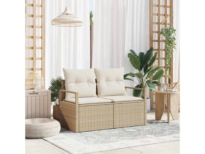 vidaXL Garten-Sofa mit Kissen 120 x 62 x 69 cm Poly-Rattan
