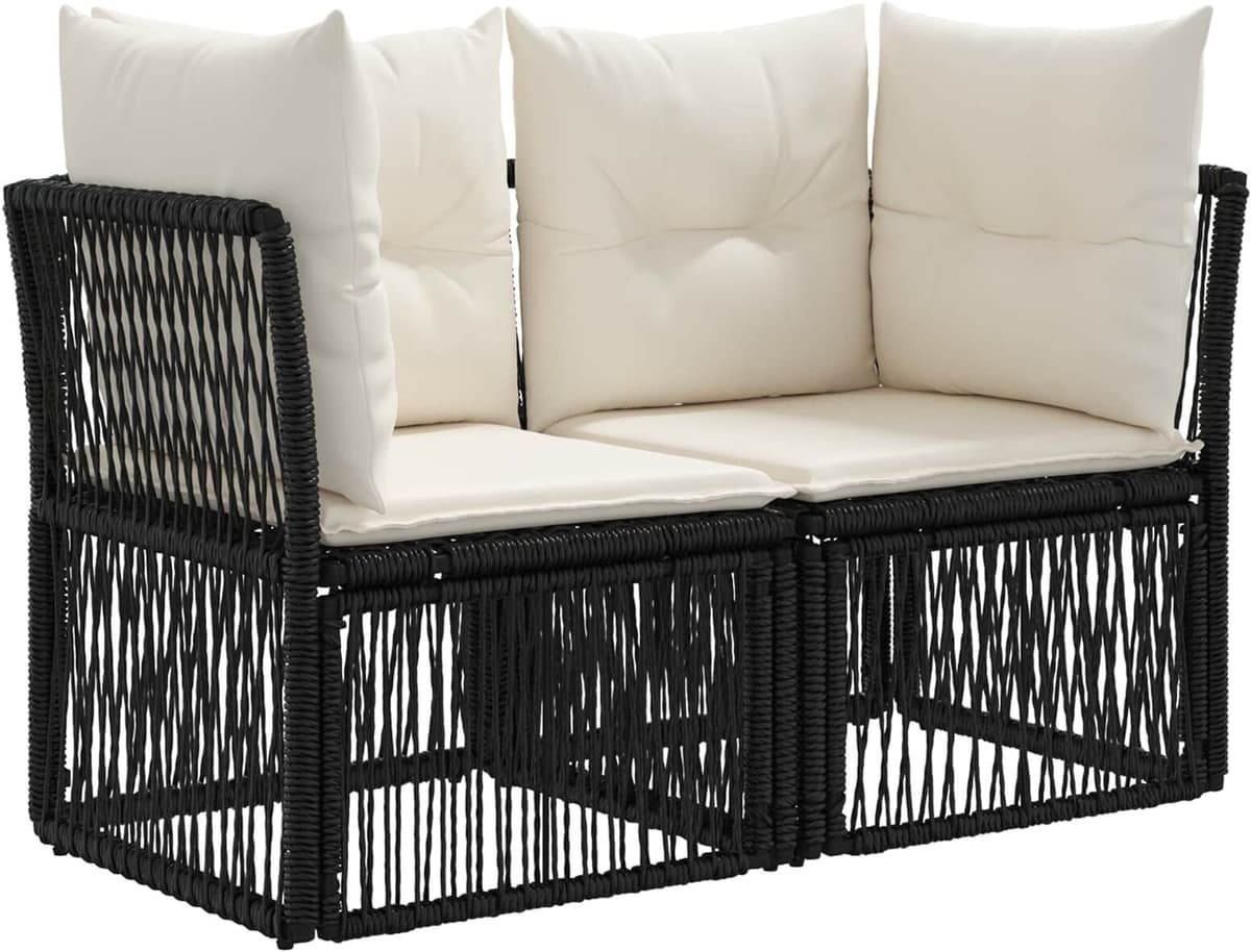 vidaXL Ensemble de canapé de jardin 8 pc Noir polyrotin