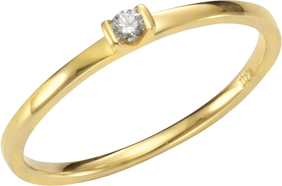 Fingerring OROLINO "Gold 585 mit Brillant 0,04ct." Gr. 54, gelb, Fingerringe, Damen, 054 (17,2), 0,04 SI = kleine Einschlüsse, Gold, Fingerring