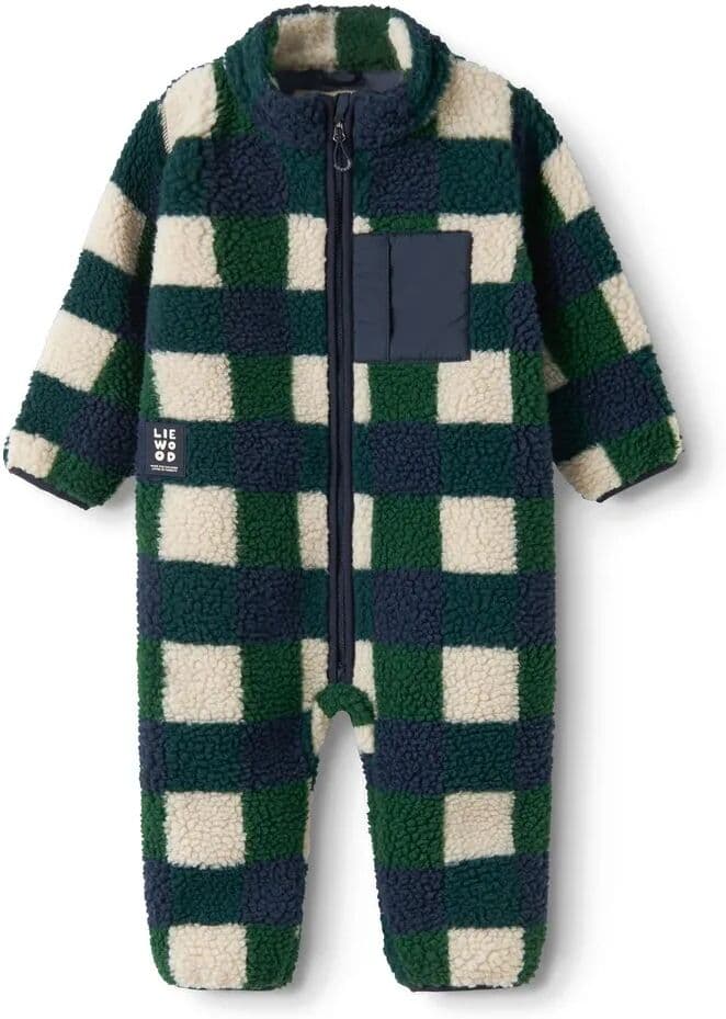Liewood Pilote Façon Sherpa Nolano Carreaux Fibres Recyclées Bleu marine 1/2 mois