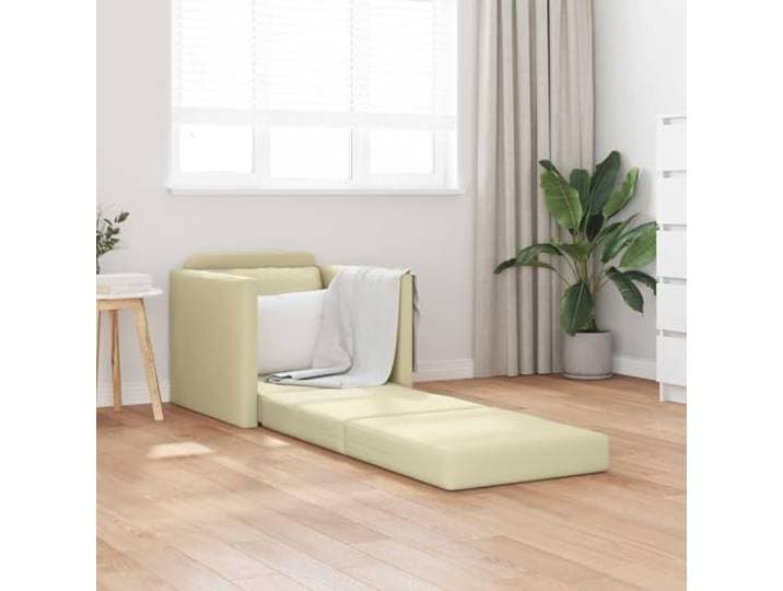 KTHLBRH Schlafsofa 60 cm creme Kunstleder Gestell aus kompensiertem Metall, abnehmbare Kissen, umwandelbar, 110 kg