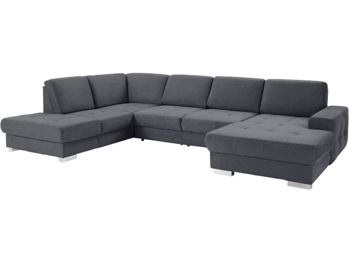 Wohnlandschaft, Luxus-Microfaser ALTARA NUBUCK, Dunkelgrau, 340×224 cm, Mit Bettfunktion & Sitztiefenverstellung, Modern, SIT & MORE