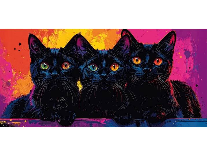 Bild BÖNNINGHOFF Wandbild BUNTE KATZE 33x70 cm – Leinwandbild Keilrahmen Deko modern , farbe bild(er): pink, rot, gelb, grün, blau, B:70cm H:33cm T:1,8cm, Canvas, MDF, Bilder, Bild, auf Keilrahmen gespannt