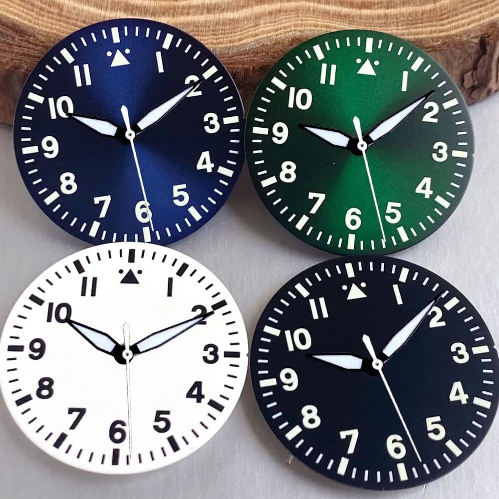 tandorio 29mm Pilot Watch Dial No Logo Face No Date Green Luminous for NH35 NH36 ETA 2824 Miyota 8215 821a Diver Field Watch Parts