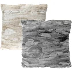 Fellkissen aus Fleece - 45x45 cm gefüllt - Landhaus Deko Kissen Sofakissen Grau/Creme