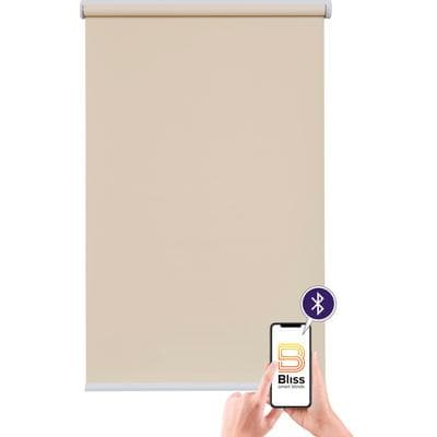 sunlines "New York" Lichtschutz Sichtschutz mit Bohren freihängend appgesteuert via Bluetooth, mit Motor und Akku, weißer Fallstab